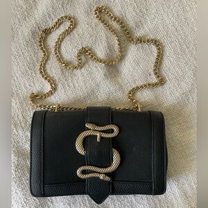 Express vintage double snake Black shoulder bag with gold chain